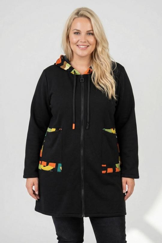 Manteaux Femme Noir Pomme Rouge C6592 Efashion Paris