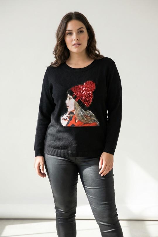 Jumpers Women Black Pomme Rouge XJ037 Efashion Paris