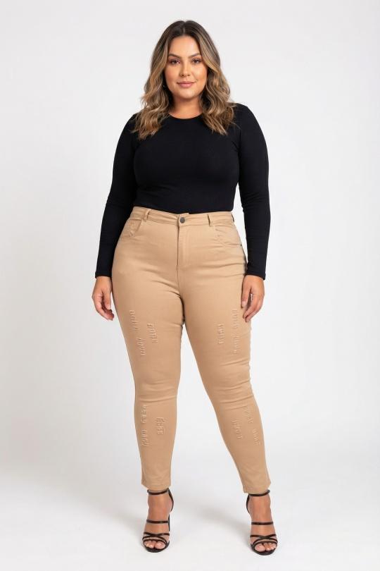 Pantalons Femme Beige Pomme Rouge PB201 Efashion Paris