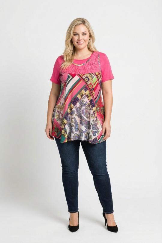 Tuniques Femme Rose Pomme Rouge A233 Efashion Paris