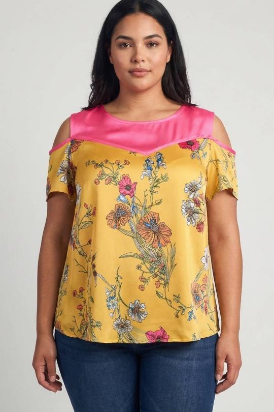 Chemises & blouses Femme Jaune Pomme Rouge A988 Efashion Paris