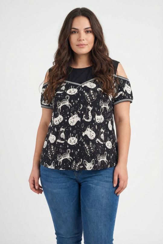 Tops Femme Noir Pomme Rouge C6203 Efashion Paris