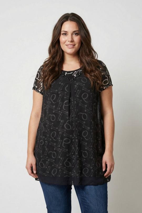 Tuniques Femme Noir Pomme Rouge A209 Efashion Paris