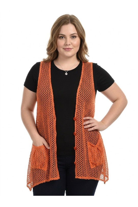 Gilets Femme Orange Pomme Rouge PA318-ORANGe Efashion Paris