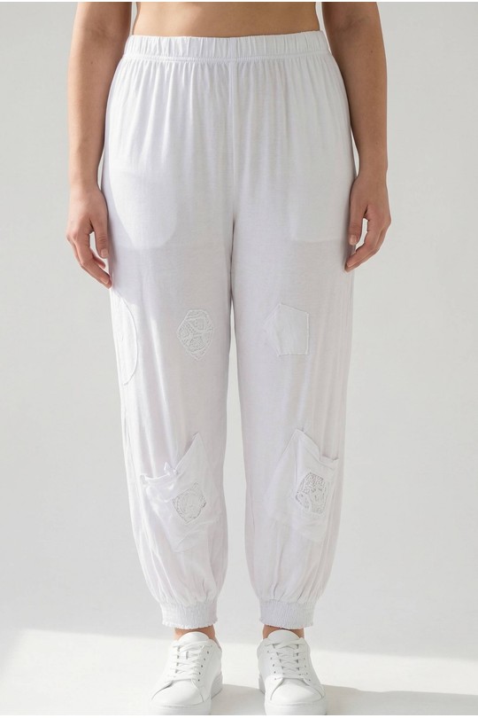 Trousers Women White Pomme Rouge P-B119 Efashion Paris