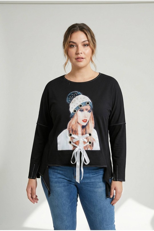 Tops Women Black Pomme Rouge P-A932 Efashion Paris