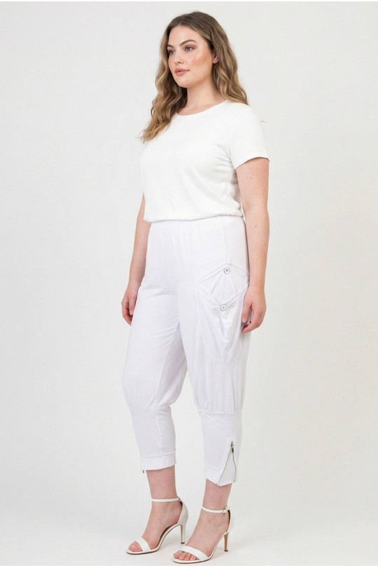 Pantaloni Donna White Pomme Rouge P-B82-Blanc Efashion Paris