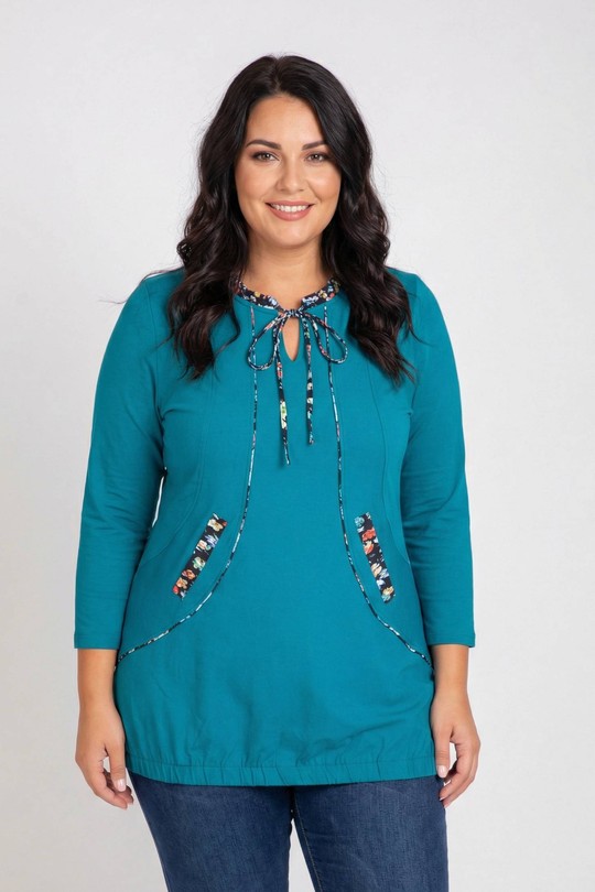 Tuniques Femme Bleu Pomme Rouge PA559&Bleu Efashion Paris