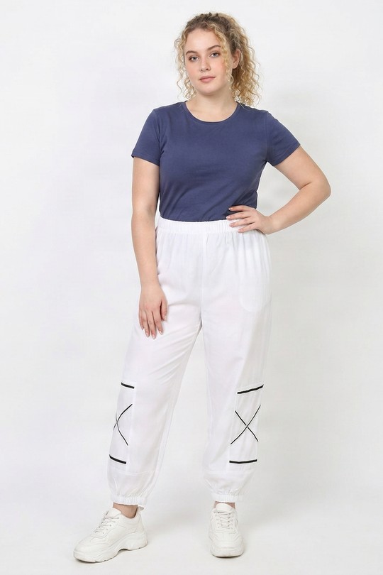 Pantalons Femme Blanc Pomme Rouge PB175&Blanc Efashion Paris