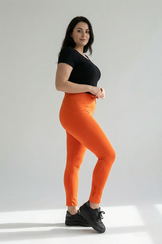 Leggings  Femme Orange Pomme Rouge PB207&Orange Efashion Paris