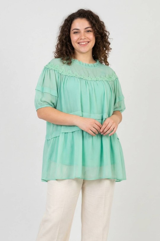 Chemises & blouses Femme Vert Pomme Rouge PC6563&Vert Efashion Paris