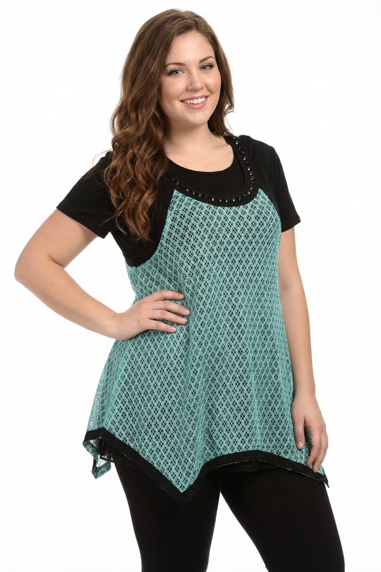 Tops Femme Turquoise Pomme Rouge PA218*TURQUOISE Efashion Paris