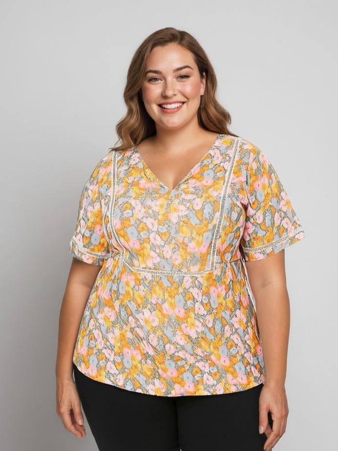 Tops Femme Jaune Pomme Rouge C6371 #c Efashion Paris