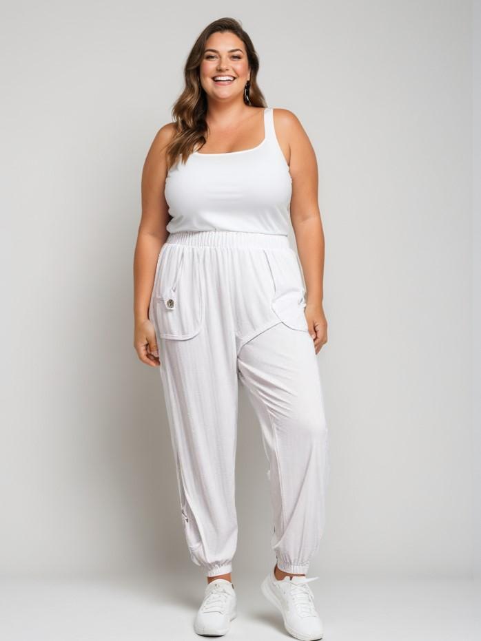 Pantalons Femme Blanc Pomme Rouge B117 #c Efashion Paris