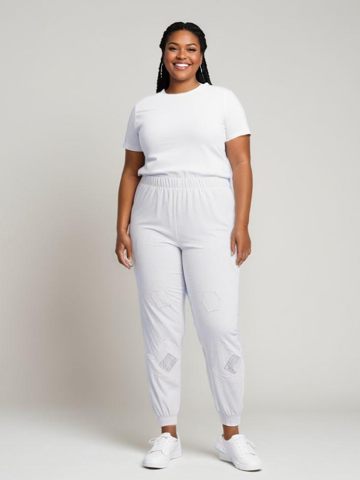 Pantalons Femme Blanc Pomme Rouge B119 #c Efashion Paris