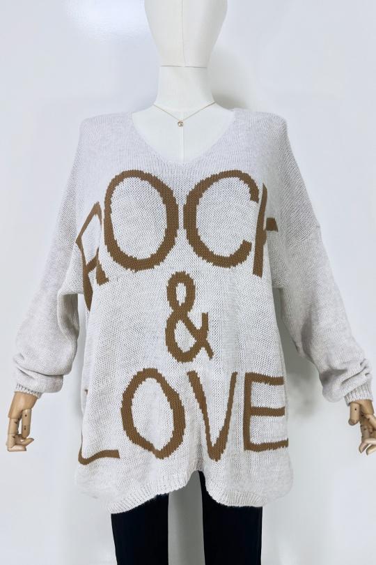 Pulls Femme Beige ZAFA Paris 21E15H38-ROCK LOVE Efashion Paris