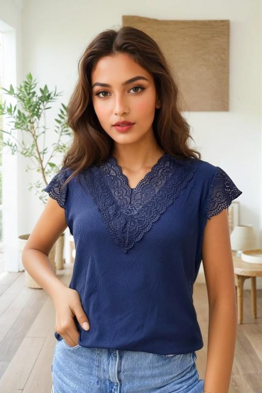 Tops Femme bleu cyan ZAFA Paris 20E02H12 Efashion Paris