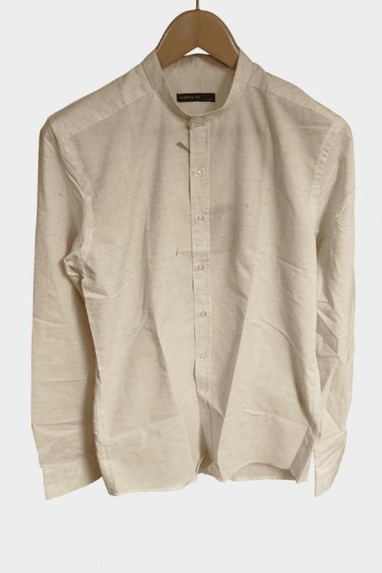 Chemises Homme Beige Hopenlife CHEMISE COL MAO EN LIN DADAM-(M-3XL) Efashion Paris