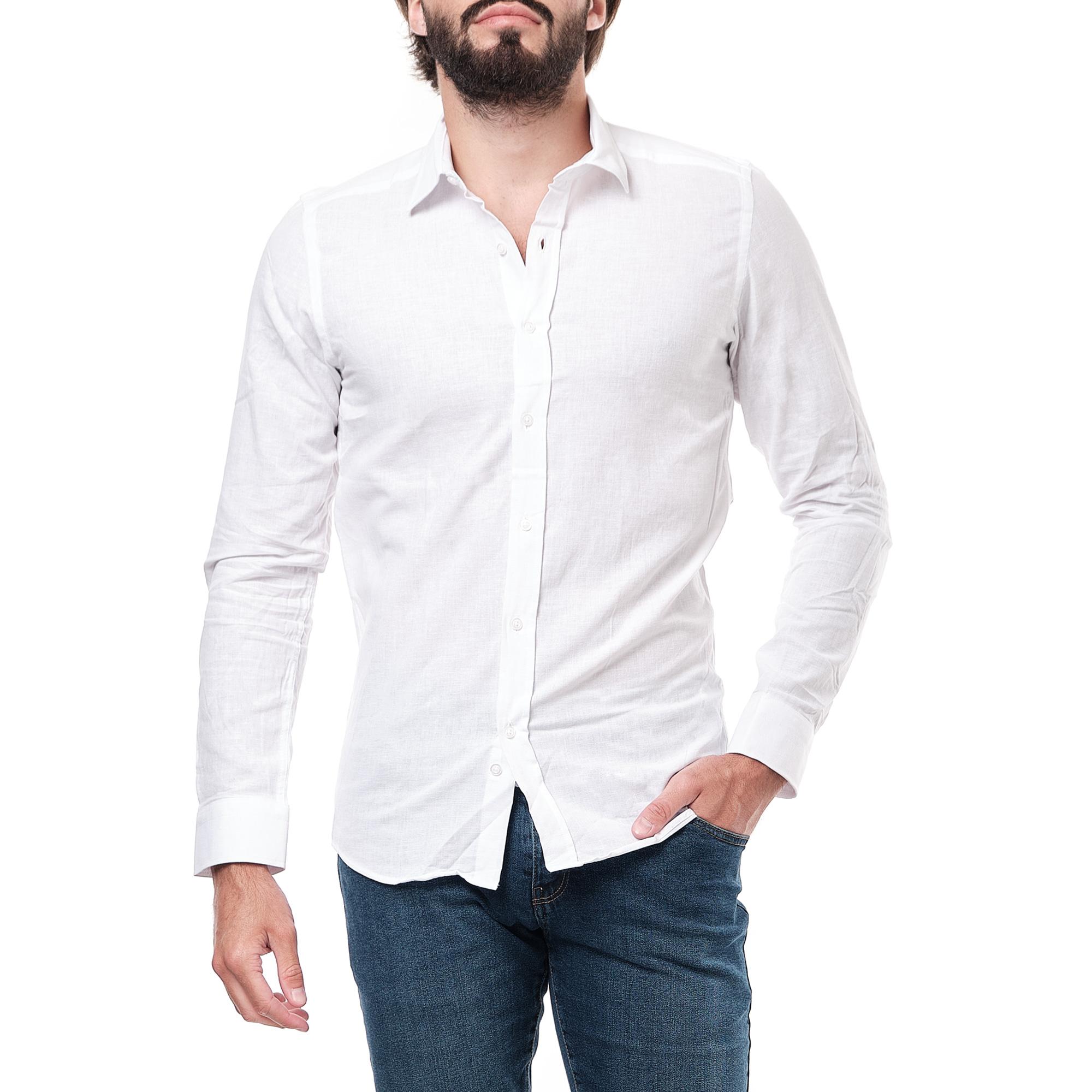 CHEMISE EN LIN RAPHAEL-(S-XXL)-BLANC