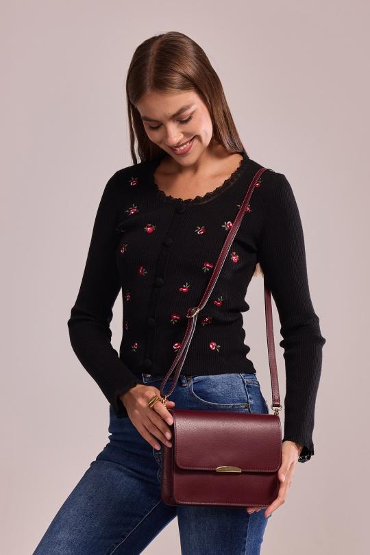 Sacs à bandoulière Maroquinerie Bordeaux ITALINA - RITELLE (CHERRY LEATHER) 4186 Efashion Paris