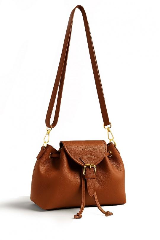 Sacs à bandoulière Maroquinerie Cognac ITALINA - RITELLE (CHERRY LEATHER) 4196 Efashion Paris