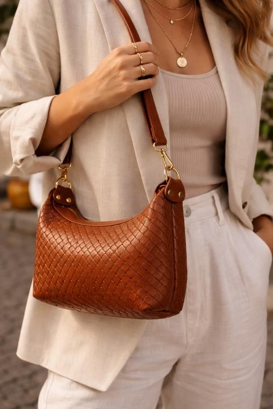 Sacs à bandoulière Maroquinerie Cognac ITALINA - RITELLE (CHERRY LEATHER) 4208 Efashion Paris