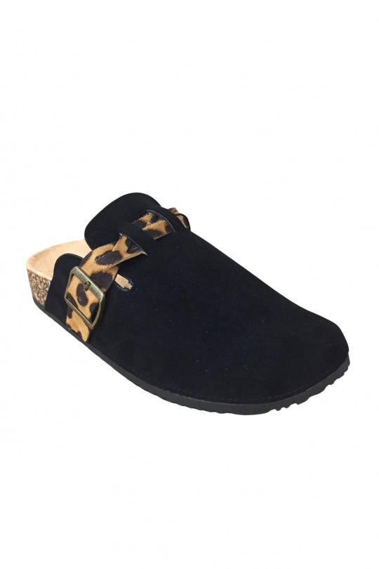 Sandales Chaussures Léopard noir SAS ANOUSHKA 77-38 Efashion Paris