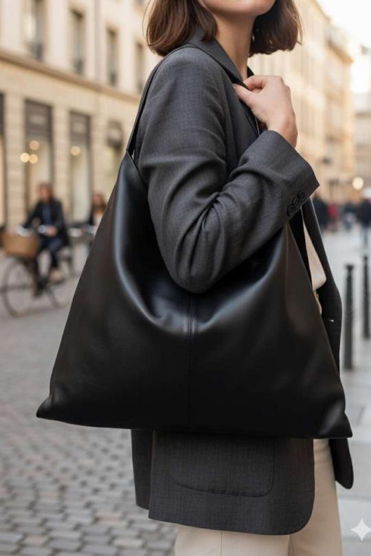 Cabas Maroquinerie Noir SAS ANOUSHKA 9061 Efashion Paris