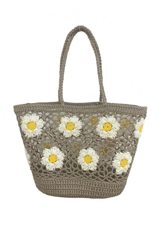 Cabas Maroquinerie Fleur beige SAS ANOUSHKA C19090B Efashion Paris