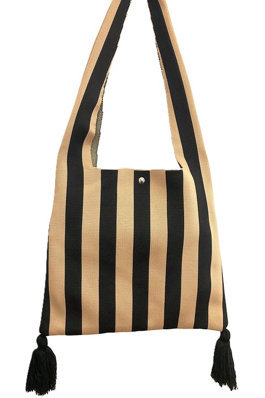 Cabas Maroquinerie Camel/noir SAS ANOUSHKA 26001 Efashion Paris