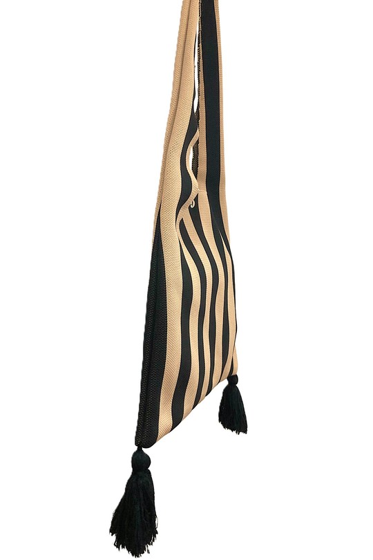 Cabas Maroquinerie Camel/noir SAS ANOUSHKA 26001 Efashion Paris