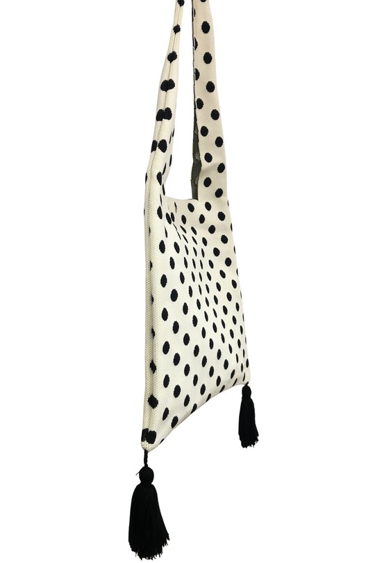 Cabas Maroquinerie Blanc/noir SAS ANOUSHKA 26003 Efashion Paris