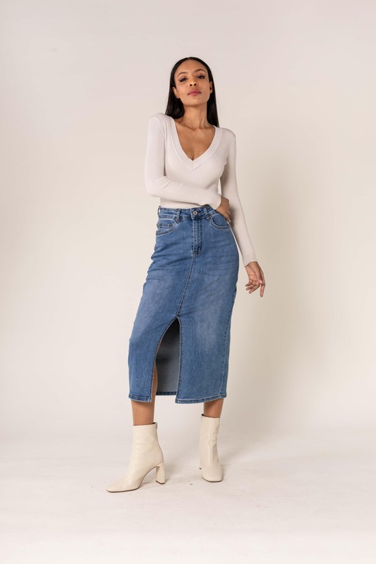 Jupes Femme Bleu Nina Carter P215-5 Efashion Paris