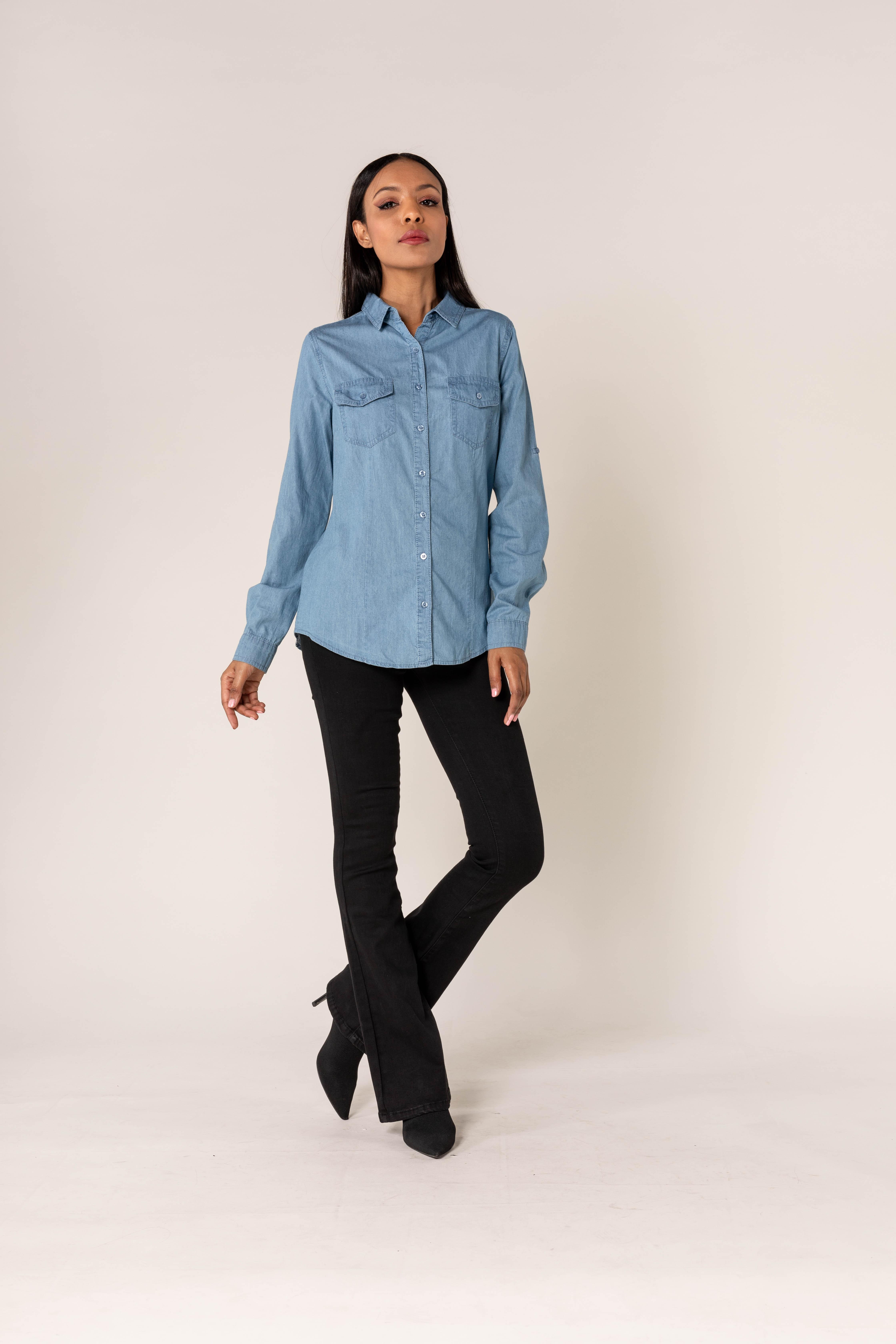 Chemises Femme Bleu Nina Carter 8438C #c Efashion Paris