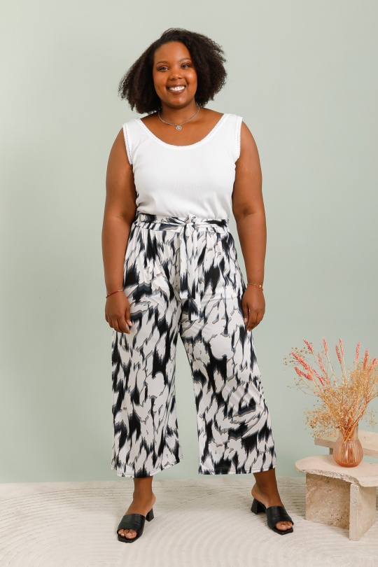 Pantalons Femme Noir/blanc 2W Paris P2307-3 Efashion Paris