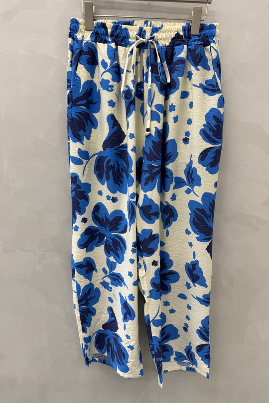 Pantalons Femme Bleu 2W Paris 2WP601-1 FLEUR-bleu Efashion Paris
