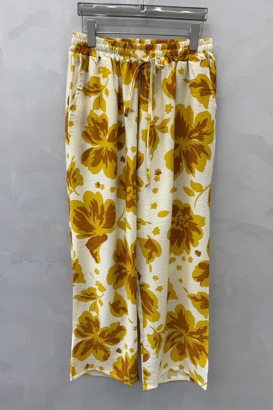 Pantalons Femme Jaune 2W Paris 2WP601-1 FLEUR-jaune Efashion Paris