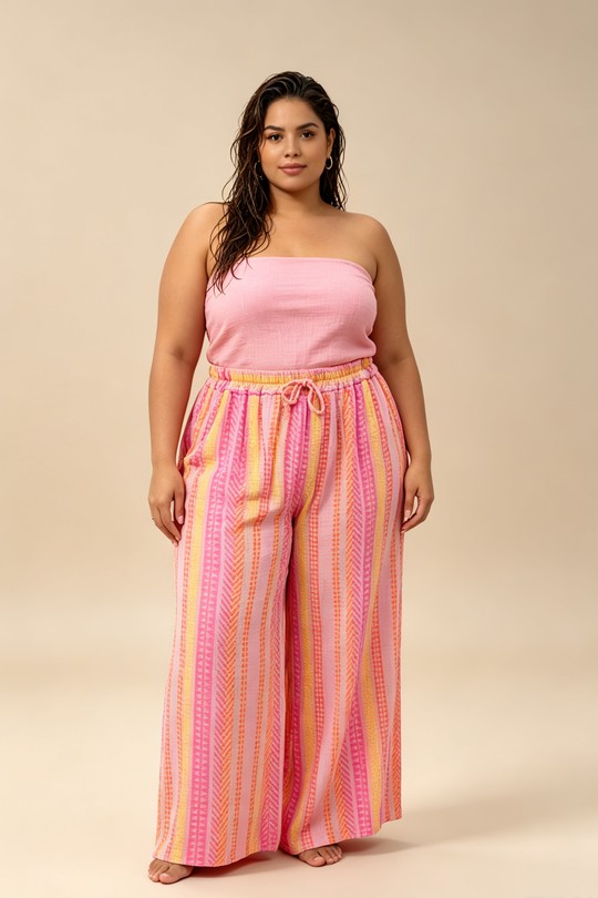 Pantalons Femme Rose 2W Paris IT83555-RAYURES-rose Efashion Paris