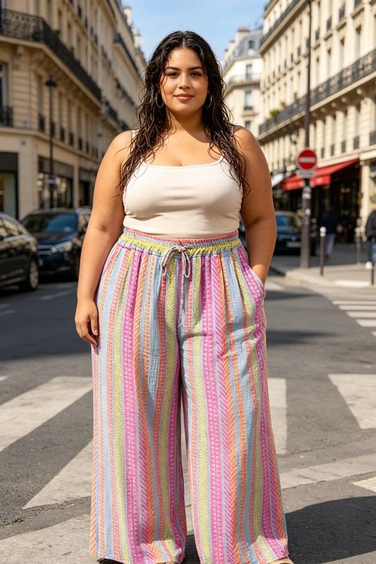 Pantalons Femme Bleu ciel 2W Paris IT83555-RAYURES-bleuciel Efashion Paris