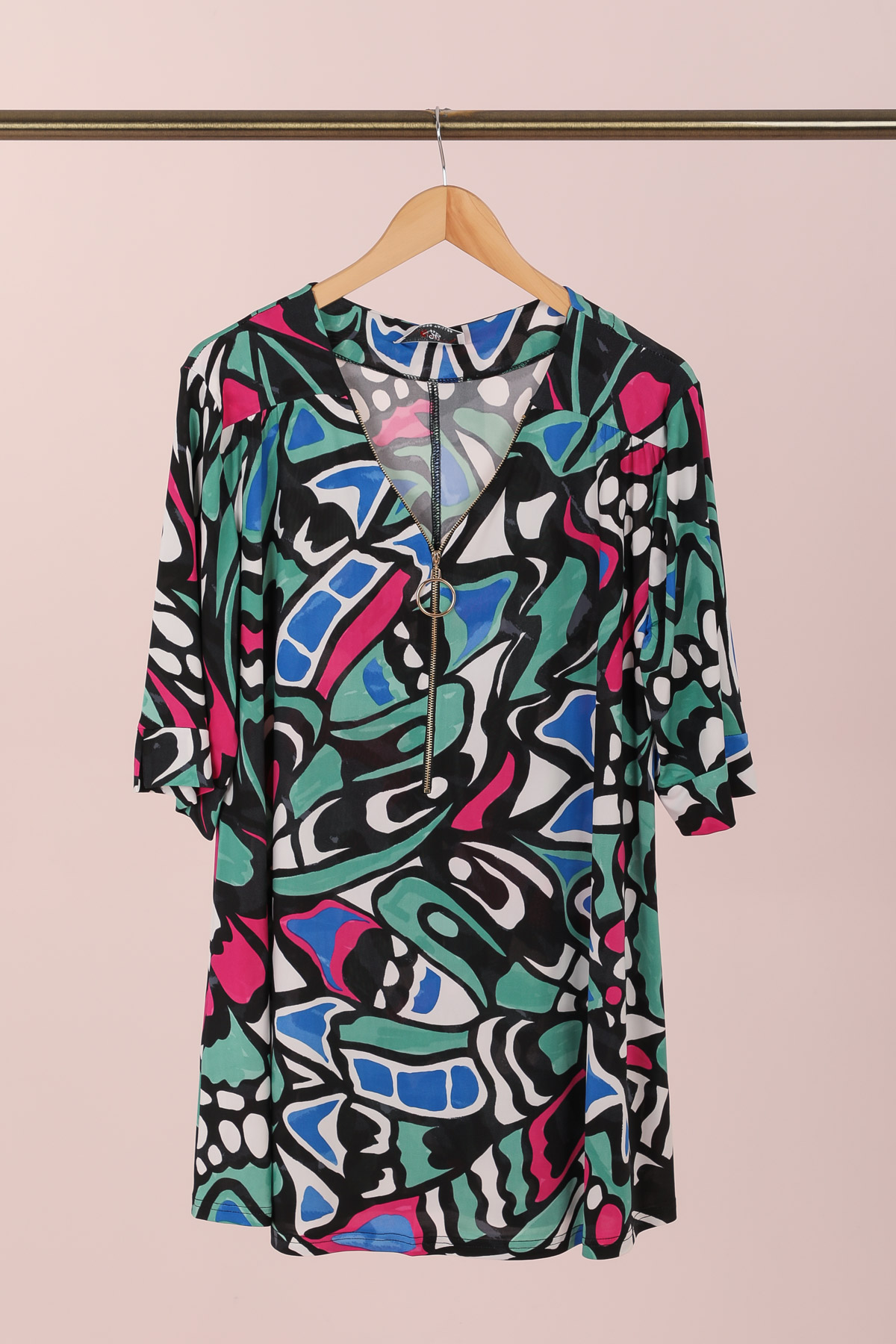 tunique grande taille noir vert 46 au 60 marque 2w paris h3720
