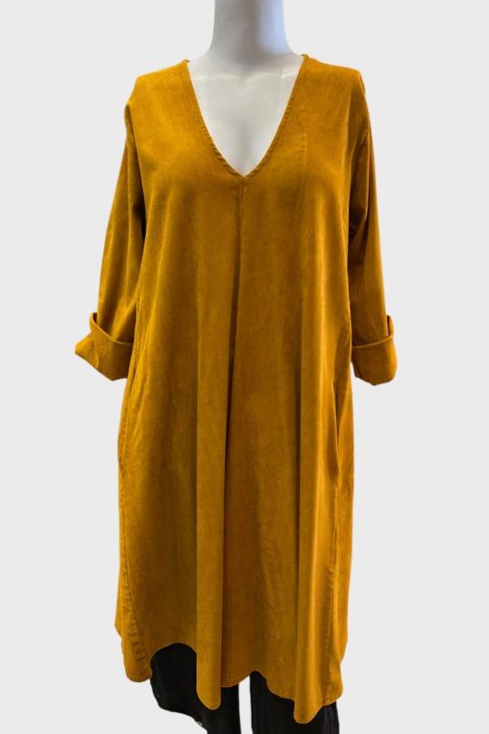 Robes mi-longues Femme Jaune moutarde SUPER BELLE 012038UV Efashion Paris