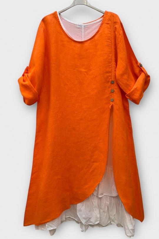 Robes mi-longues Femme Orange SUPER BELLE 0853 Efashion Paris