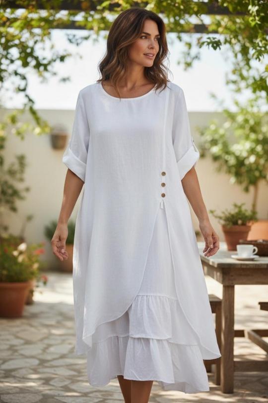 Robes mi-longues Femme Orange SUPER BELLE 0853 Efashion Paris