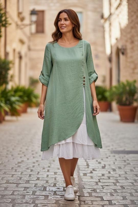 Robes mi-longues Femme Orange SUPER BELLE 0853 Efashion Paris