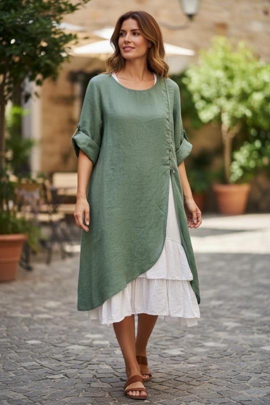 Robes mi-longues Femme Orange SUPER BELLE 0853 Efashion Paris