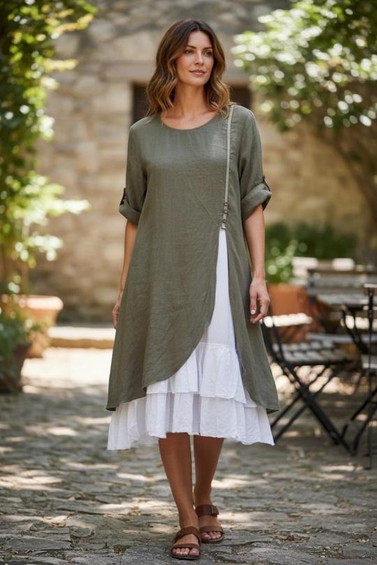 Robes mi-longues Femme Orange SUPER BELLE 0853 Efashion Paris