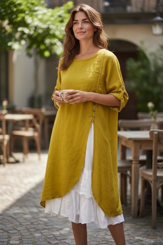 Robes mi-longues Femme Orange SUPER BELLE 0853 Efashion Paris