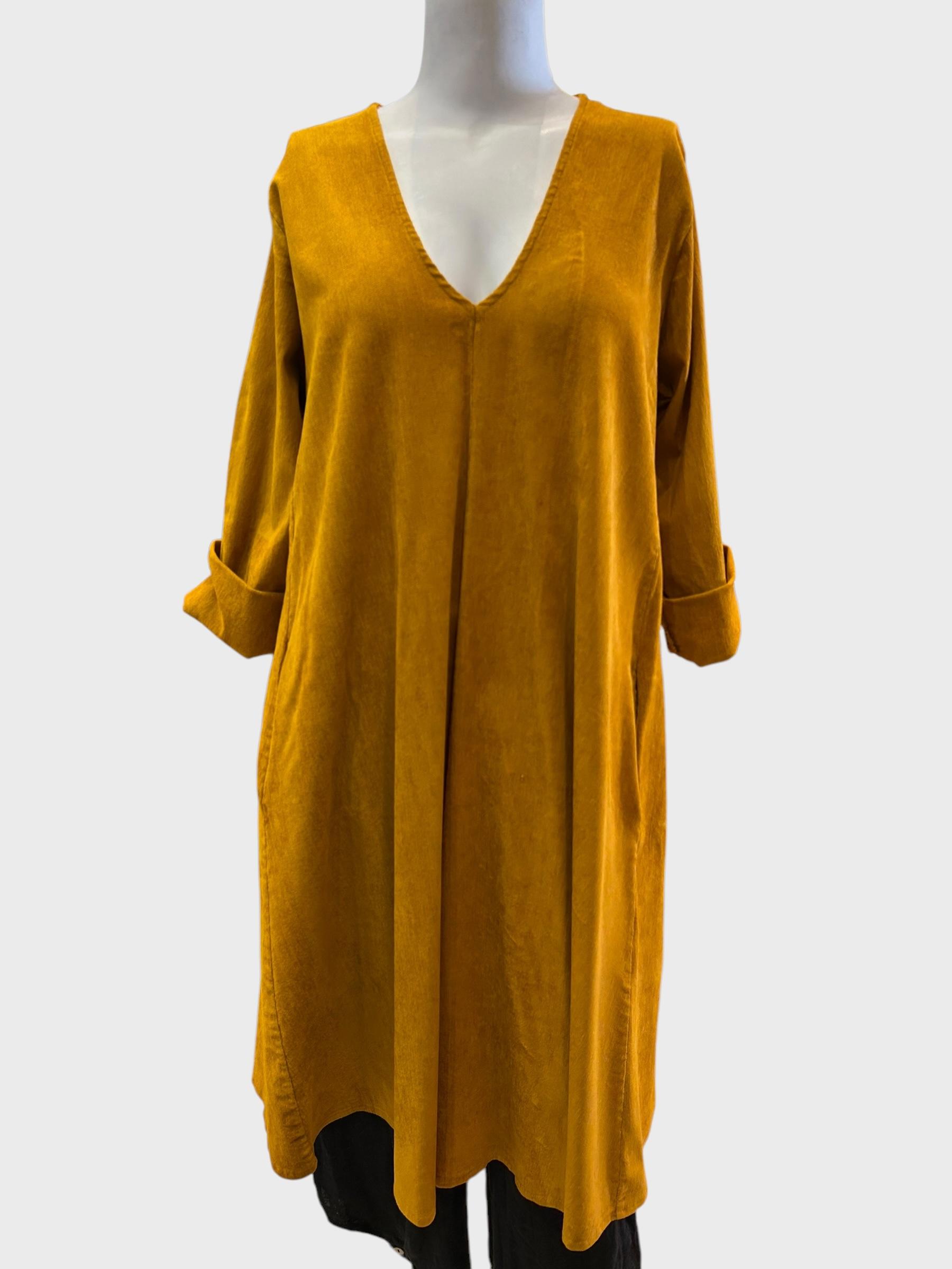 Robes mi-longues Femme Jaune moutarde SUPER BELLE 012038UV #c Efashion Paris