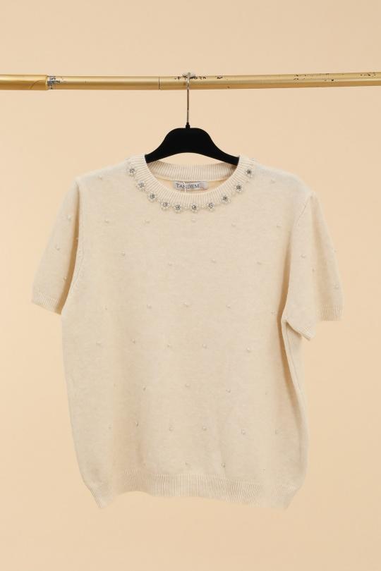 Pulls Femme Beige TANDEM TD1752 Efashion Paris