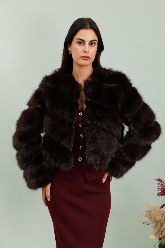 Coats Women Chocolate TANDEM TDY168 Efashion Paris